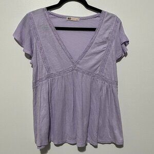 So Juniors Babydoll Top Sz M Lavender Purple Lace Soft Girl Pastel Y2K Romantic